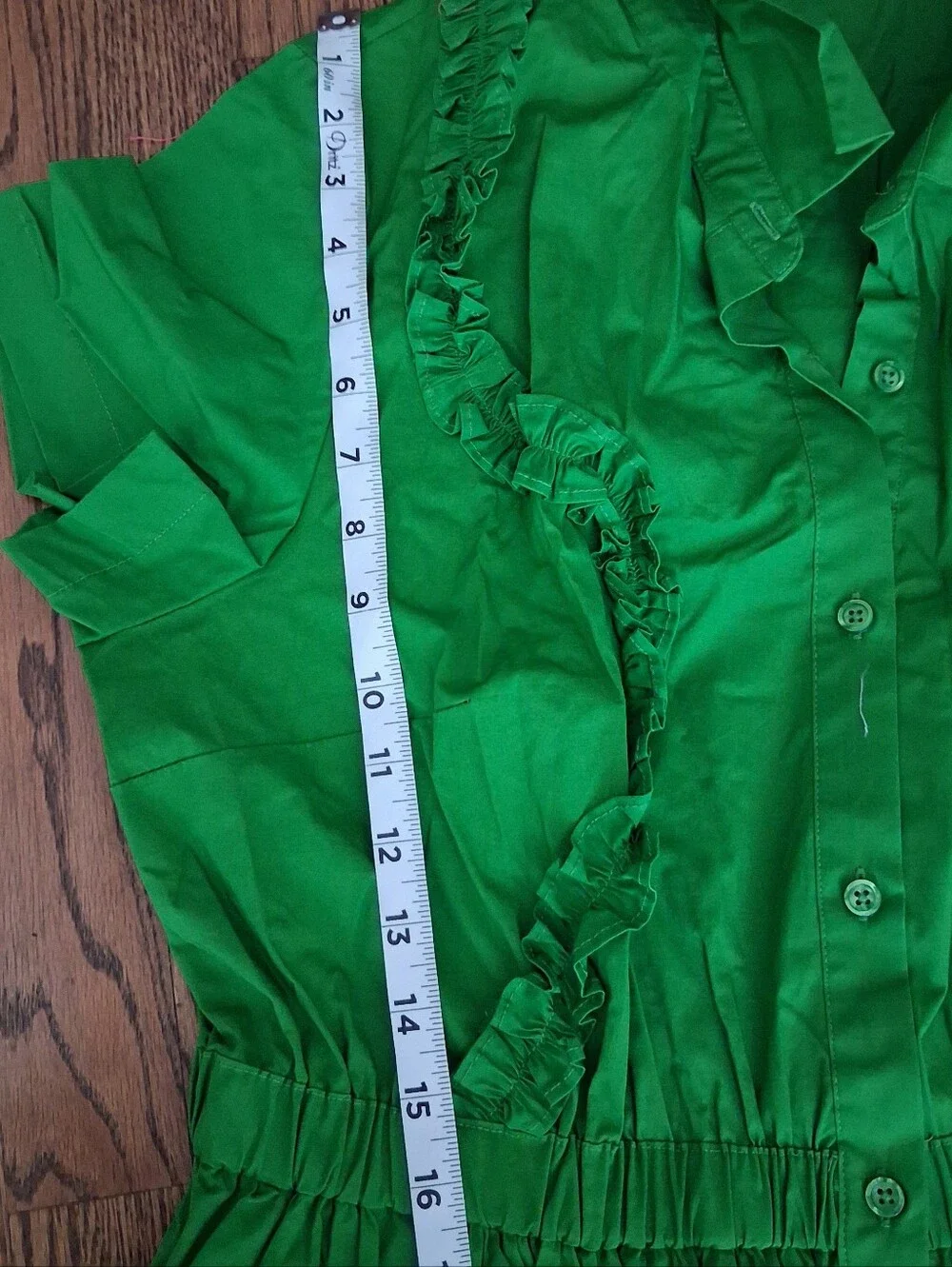 Kate‎ Spade xTarget Green Ruffle Dress Midi Button Front Short Sleeve Sz L